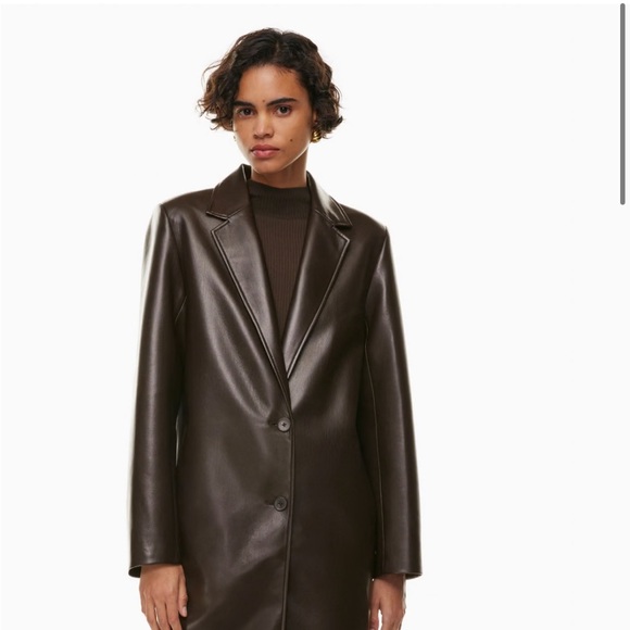 NWT Aritzia Babaton Estate Faux Leather Coat in Rich Mocha Brown Size XS - Picture 3 of 9